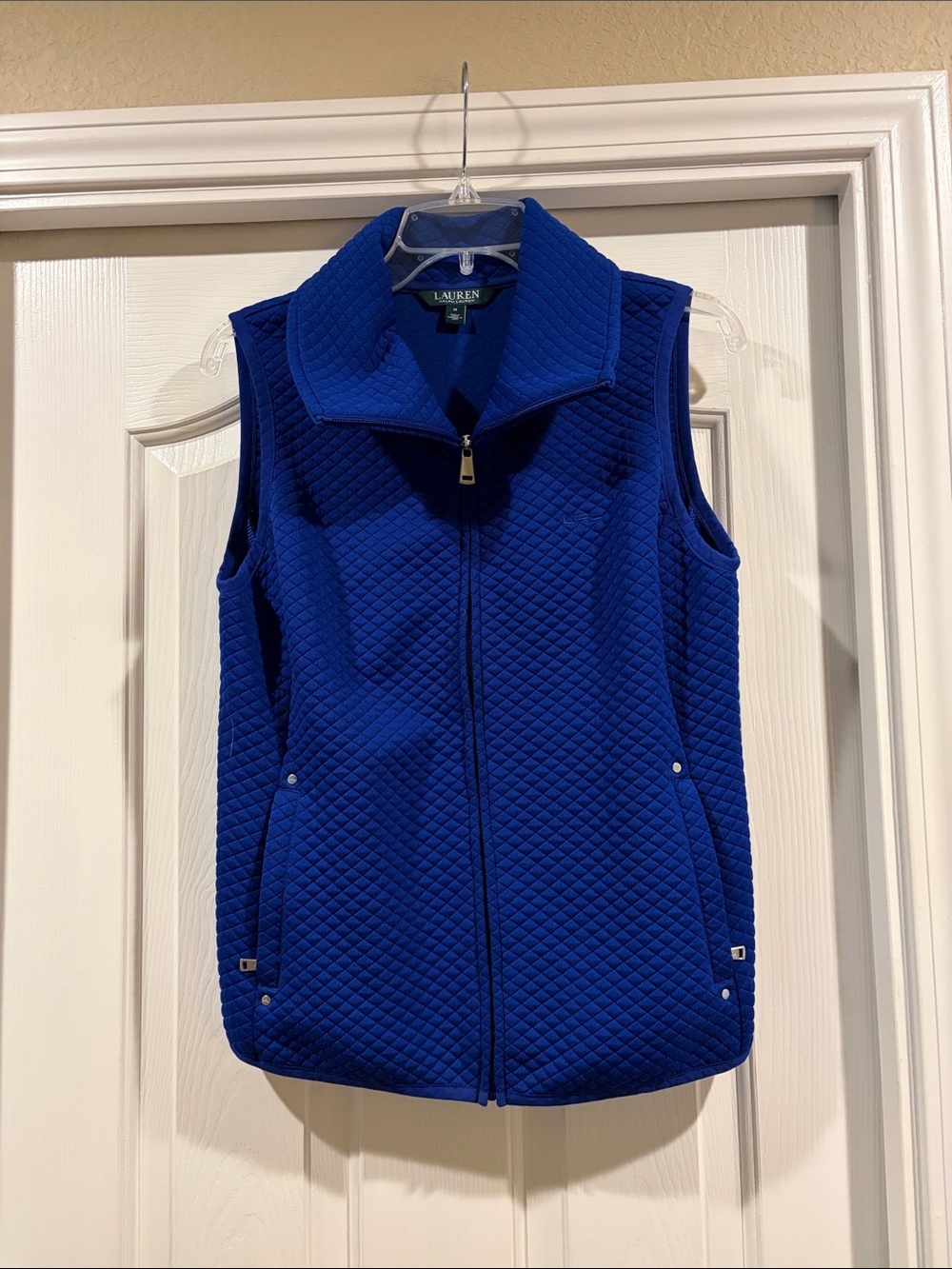 Ralph Lauren Quilted Cobalt Blue Zip Vest like new size M - Picture 3 of 5